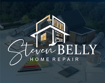 Home repair service logo design, Commercial residential House handyman marketing kit Maintenance Construction Business remodeling logo 289
