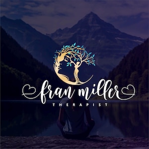 Logo levensboom, therapiepsychologie, holistisch levenscoachontwerp, wellnesslogo, Life Coacher-brandingkit, menselijke vrouw geestelijke gezondheid 292