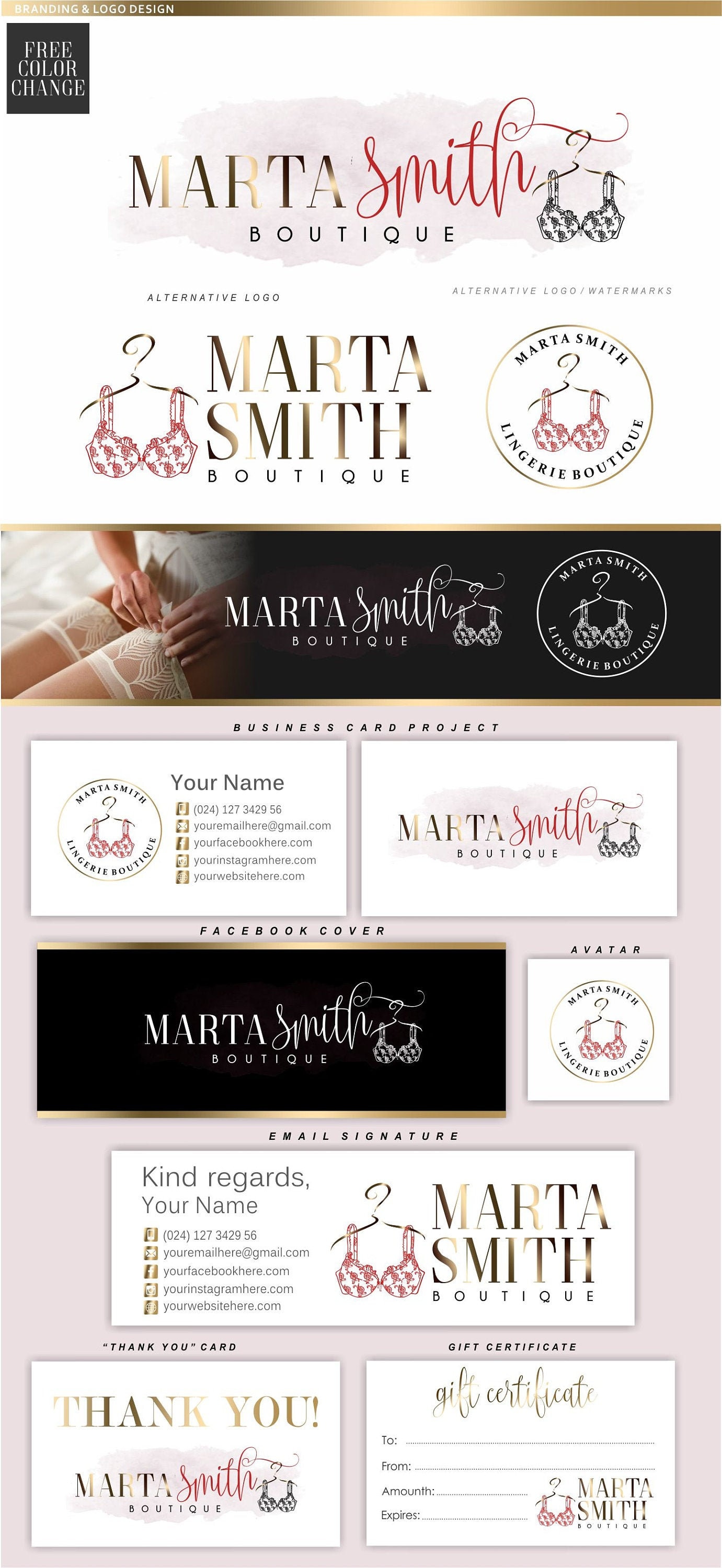 Lingerie Logo, Lingerie Boutique Branding, Fashion Blog Logo