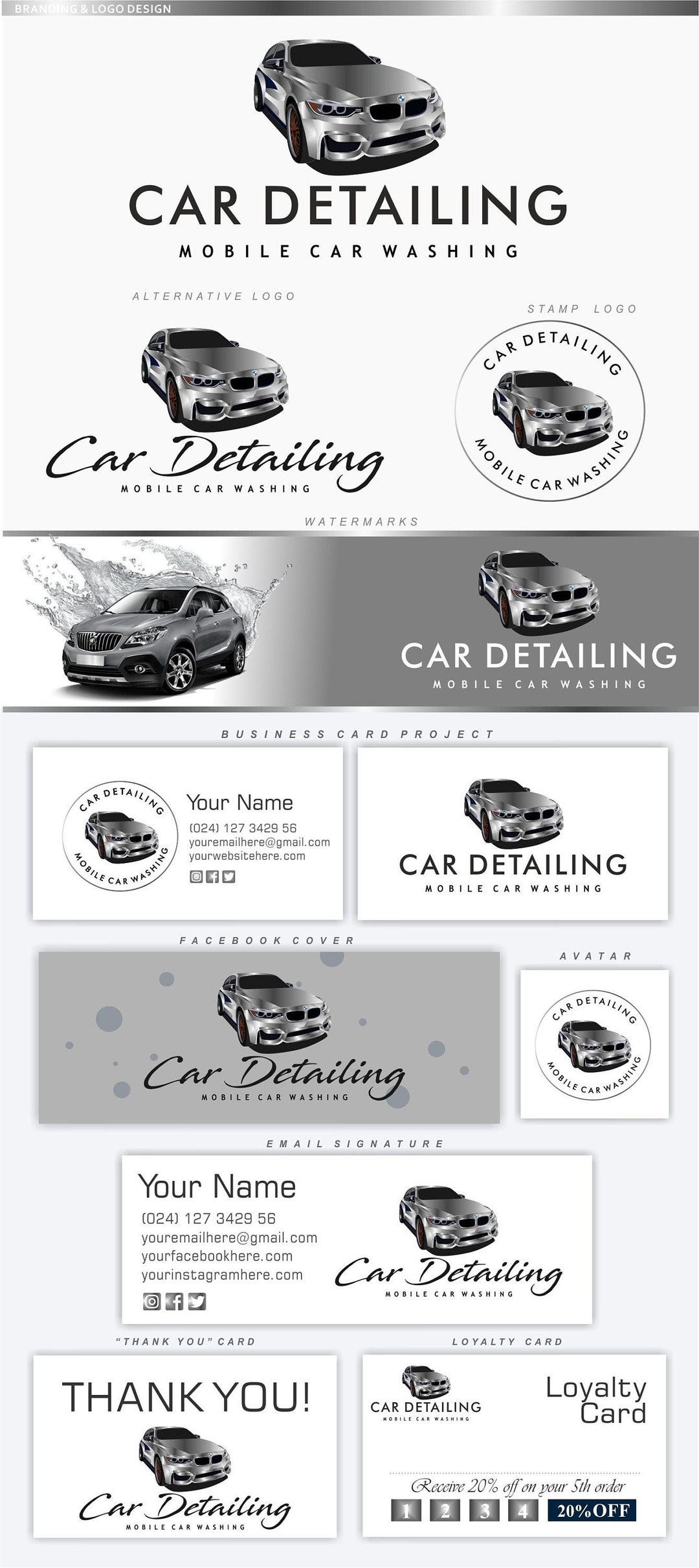 Car Logo Design, BMW, Car Laundry Service, Branding Kit, Auto Cleaning ...