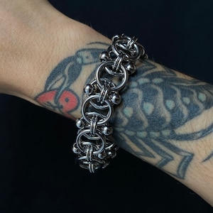 Taranis Chainmaille bracelet | Stainless Steel | Strong Bracelet | Gothic Chunky Chainmail Link Hand Made Bracelet