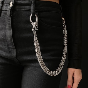 Dragon Wallet Chain | Silver Stainless Steel chain | Key Chain Byzantine Chainmail | Pants Chain | Chain Biker Jewelry