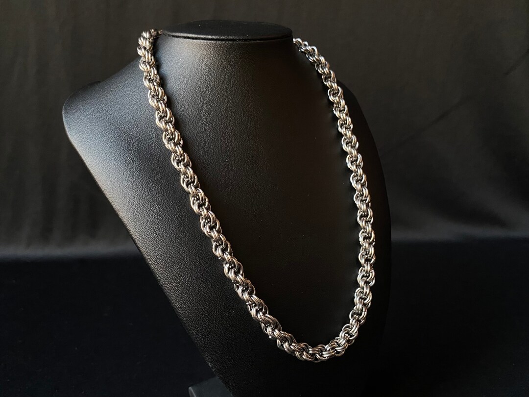 Double Spiral Chainmaille Necklace Stainless Steel Chain Spiral Necklace Bohemian Goth
