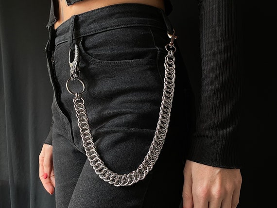 Stainless Steel Keychain Pants Chain - Biker Style Wallet Chain - Silver Finish