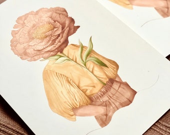 Cabeza floreciente - ilustración de flores / arte de pared / regalo para amantes de las flores / impresión floral