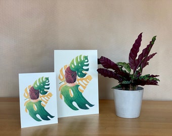 Amor por las Monsteras - ilustración botánica / póster / señora de las plantas / impresión de plantas / planta de interior