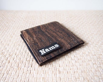 Personalized Name Wooden Cork Bifold Wallet / Clutch / Handbag / Purse / Men Women slim Mens Short wallet / card holder / Phone Wallet Bags