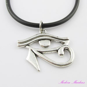 Egyptian Eye of Horus Charm Necklace Black Cord