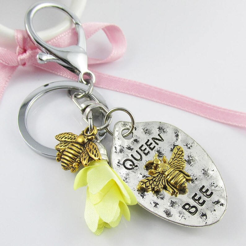 Queen Bee Charm Flower Tassel Keychain Keyring image 1