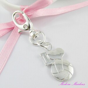 I Love Netball Charm Select from Keychain or Clip on Charm for Bag Zipper Pull image 4