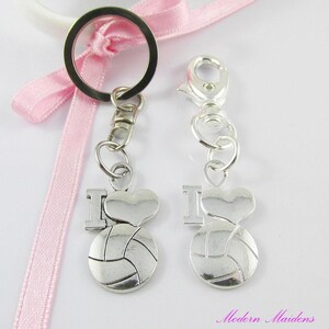 I Love Netball Charm Select from Keychain or Clip on Charm for Bag Zipper Pull image 2