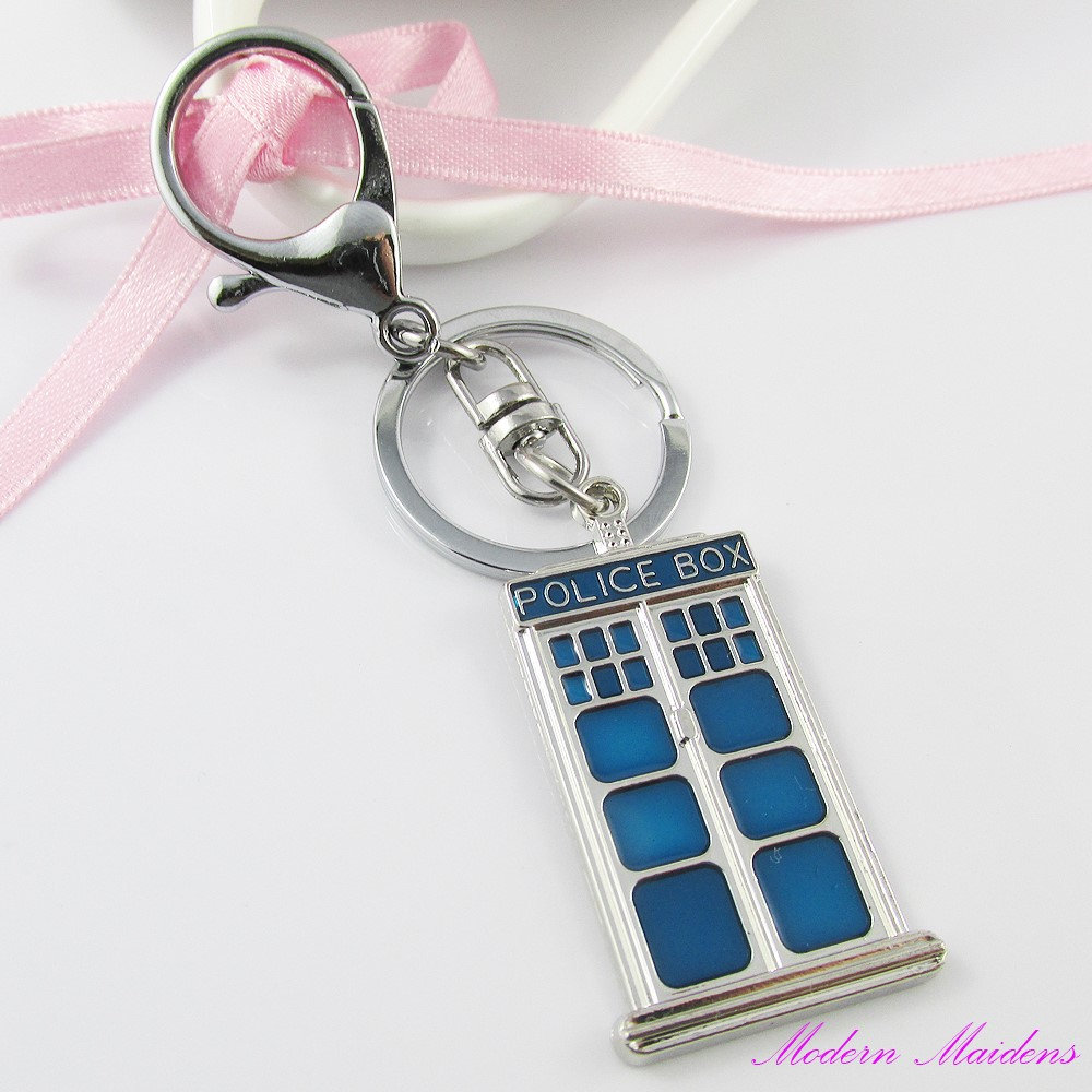 Dr Who Inspired Police Box Tardis Charm Keychain Must have for Dr Who Fans!