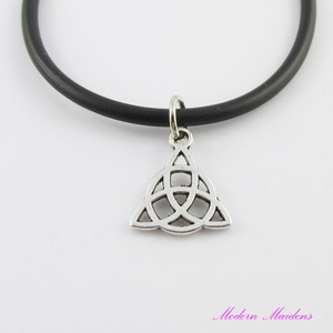 Celtic Trinity Knot Charm Pendant Necklace Black Cord