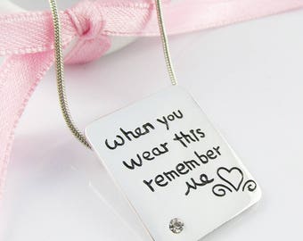 Love Message When you Wear this Remember Me Charm Necklace Snake Chain 44cm