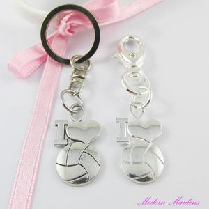 I Love Netball Charm Select from Keychain or Clip on Charm for Bag Zipper Pull image 1