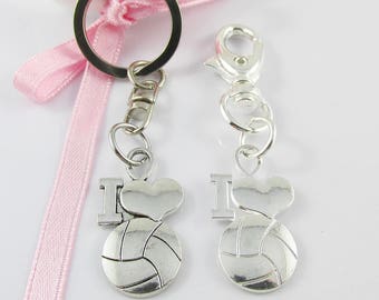 I Love Netball Charm Select from Keychain or Clip on Charm for Bag Zipper Pull