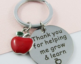 Teacher Appreciation Apple Grow & Learn Keyring 58x30mm Enamel SSteel