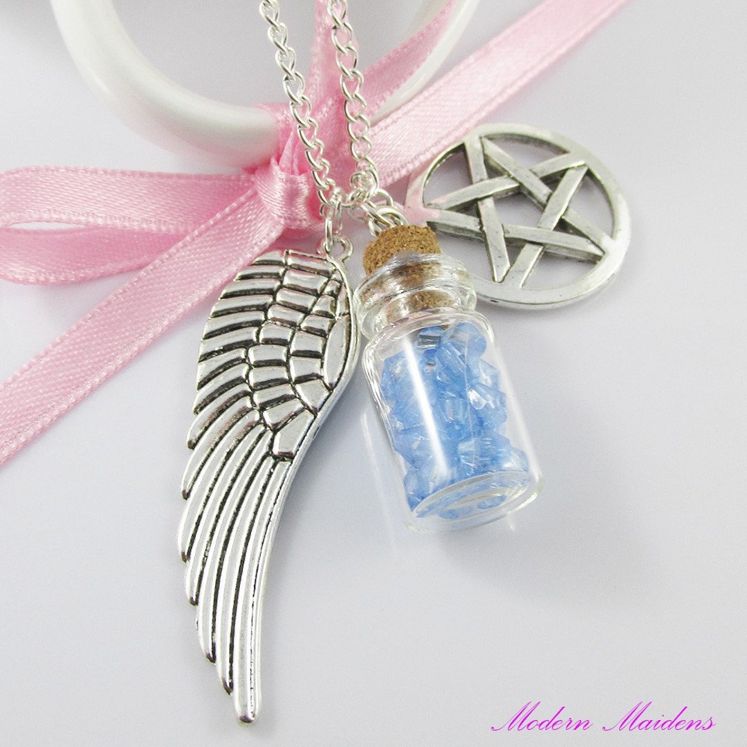 Collier Angel Pentagram Supernatural - Pentagramme Et Angel - Produit Neuf Avec étiquettes