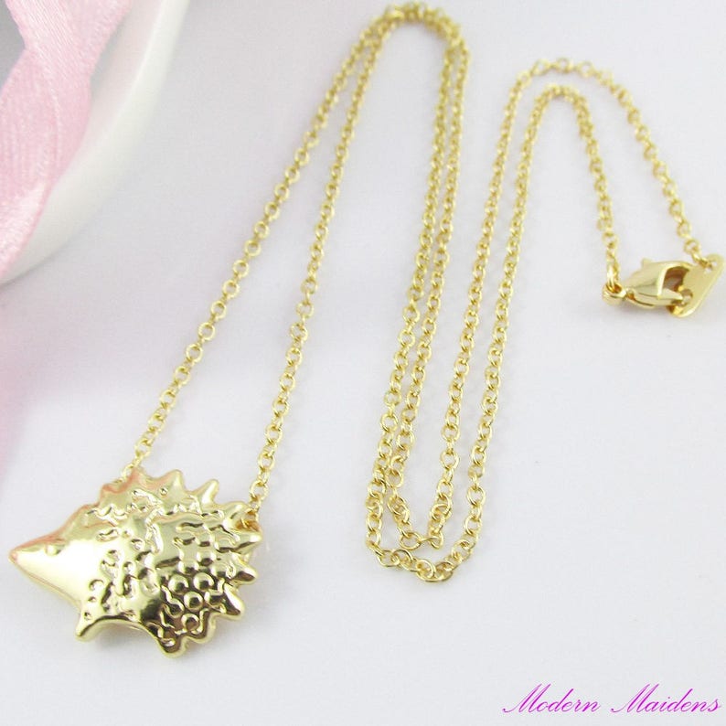 Cute Little Hedgehog Charm Pendant Necklace 48cm Select Gold Etsy