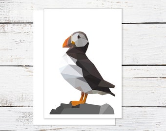 Puffin Standing on Rock A6 Card, British Wildlife Artist