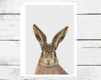 Hare Greeting Card, British wildlife Artist