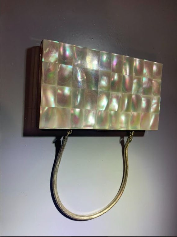 Mother of Pearl Compact Wristlet Handbag - image 1