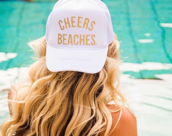 Trendy Womans Beach Trucker Hat For Summer Beach Vacation Bride Bachelorette Party Girl Trip
