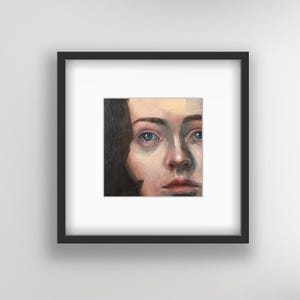 Kleines Portrait 15x15 Original Portrait Original Handgemaltes Wohndekor Stimmungsvolle Wandkunst kmoeri