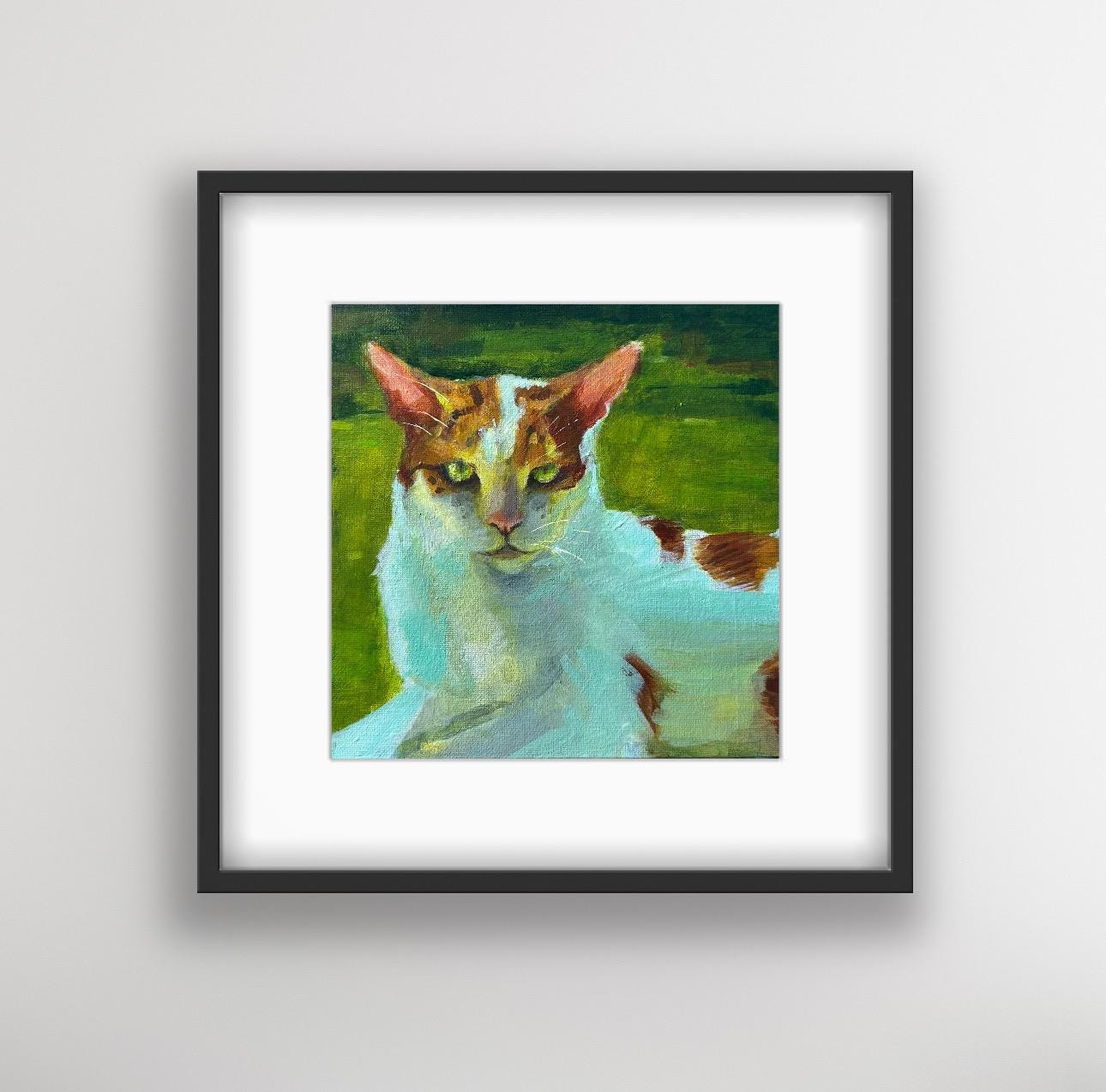 Sunshine Boy 8x8 Original Hand painted Canvas Board Small gift Cat Contemporary Cats Original art Orange Tabby Wall art kmoeri