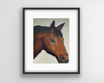 Horse 8x10 Original Canvas board Painting Wall art Horse portrait Farm Animal Gift Decor kmoeri