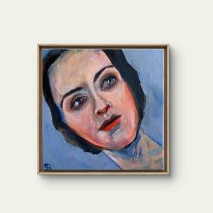 Blue 8x8 Original Portrait Original Painting Woman Moody Wall art Handmade One of a kind kmoeri