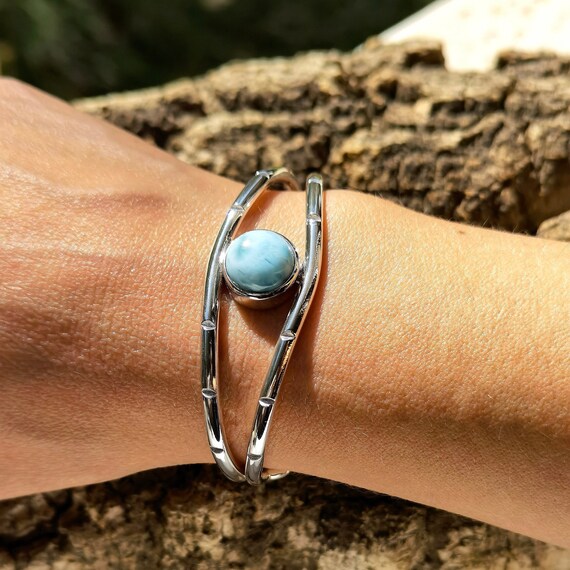 Larimar Bracelet Sterling Silver Bracelet Handmade Bracelet
