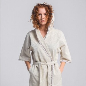 Hemp bath robe, women, 100% organic hemp, undyed, natural hemp color, very durable fabric (All Sizes)