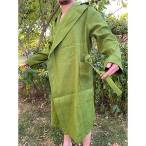 Hemp bath robe, for men, 100% organic hemp, natural green dye, very durable fabric (All Sizes)