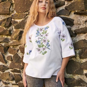 Embroidered Shirt - Vyshyvanka, Ukrainian Pattern, with real embroidery, cotton, ethnic, blouse