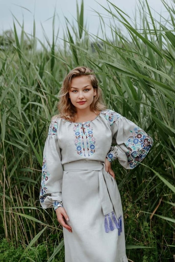 white linen dress tie straps Buttoned Linen Dress With Tie Straps & Ruffled Hem XL / Sunny Floral