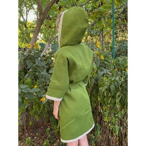 Hemp bath robe, women, 100% organic hemp, natural green dye, very durable fabric (All Sizes)