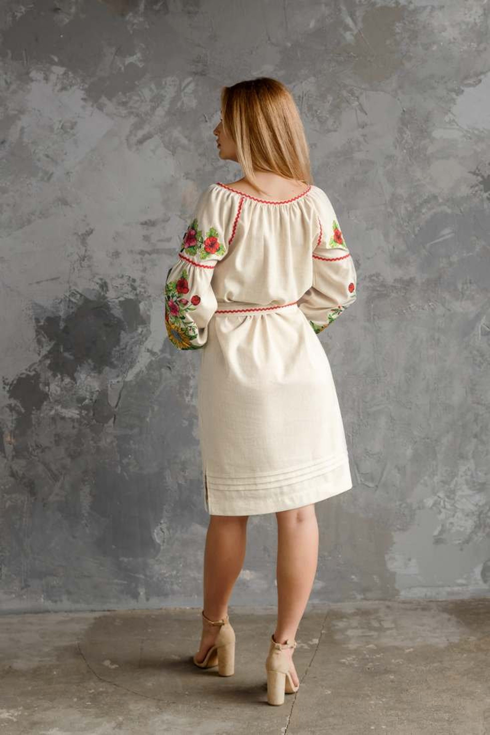 Embroidered Linen Dress - Vyshyvanka, Ukrainian Pattern, With Real ...
