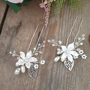 Bridal Hair Pins with Flowers, Wedding Hair Flowers, Bridesmaids Hair Accessories, Gifts for the Bride, Wedding Heirloom, Flower Girl