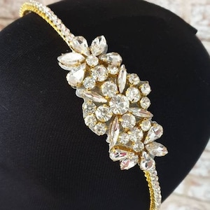 Gold Tiara, Side Tiara, Rhinestone Tiara, Diamante Hair Accessories, Gold Hair Piece, Sparkle Bridal Tiara, Wedding Tiara, Flower Girl Tiara