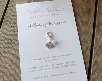Mother of the Groom Gifts, Lucky Charm, Thank you Gifts, Bridal Party Gifts, Wedding Accessories,  Bouquet Charm, Mother in Law, Zip Charm