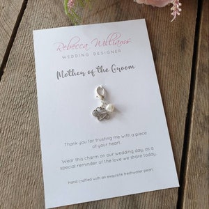 Mother of the Groom Gifts, Lucky Charm, Thank you Gifts, Bridal Party Gifts, Wedding Accessories, Bouquet Charm, Mother in Law, Zip Charm image 1