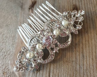 Vintage Inspired Hair Comb, Bridal Hair Accessories, Diamante Hair Slide, Wedding Day, Prom, 1920's Wedding