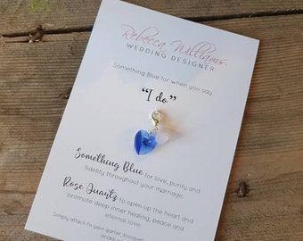 Something Blue Bouquet Charm, Wedding Gift, Bridal Gifts, Wedding Tradition, Good Luck Charm, Rose Quartz Gift, Healing Crystal, Wellbeing