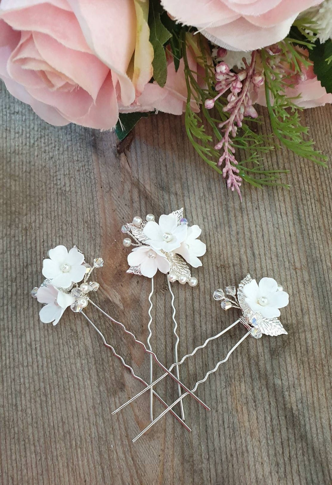 Flower Hair Pins, Hair Flowers, Bridal Hair Accessories, Wedding Hair ...