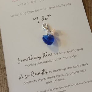 Something Blue Good Luck Charm, Bouquet Charm, Postponded Wedding Gift, Rose Quartz Gift, Healing Crystal, Wellbeing, Wedding Gift, Bridal image 3