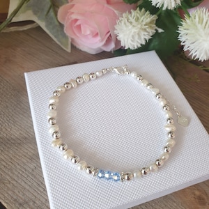 Beautiful Something Blue Pearl and Crystal Bridal Bracelet, Wedding Jewellery, Bridal Jewellery, Bracelet, Wedding Bracelet, Something Blue