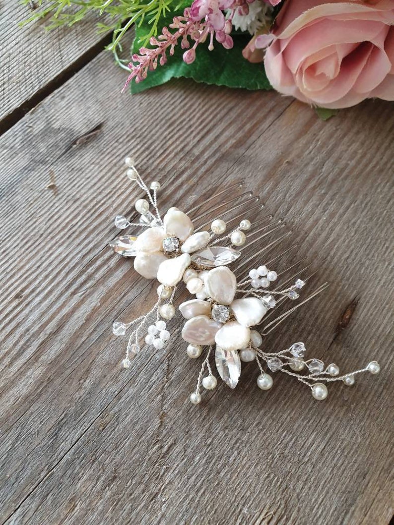 Keshi Pearls Wedding Hair Accessories Hair Flowers Sparkle Hair Comb Pearl Hair Comb Bridal Hair Accessory