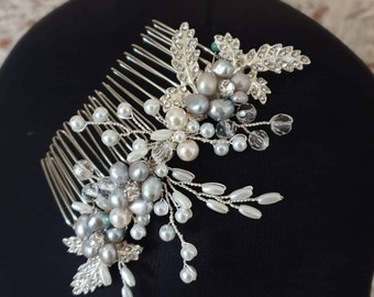 Peigne de mariée lilas, rose poudré et argenté, accessoires pour cheveux de demoiselle d'honneur, peigne à cheveux en perles, jour du mariage, accessoire pour cheveux, rose poudré, violet