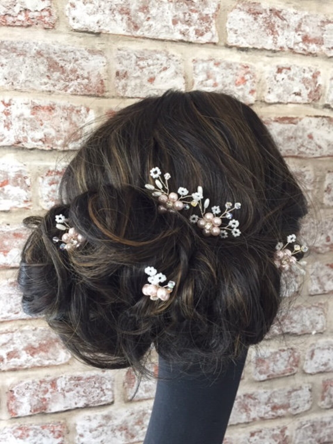 SET OF 5 Blush Hair Pins Floral Hair Pin Blush Pink Hair Etsy